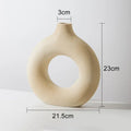 Nordic Ceramic Donut Vase - Beige & White