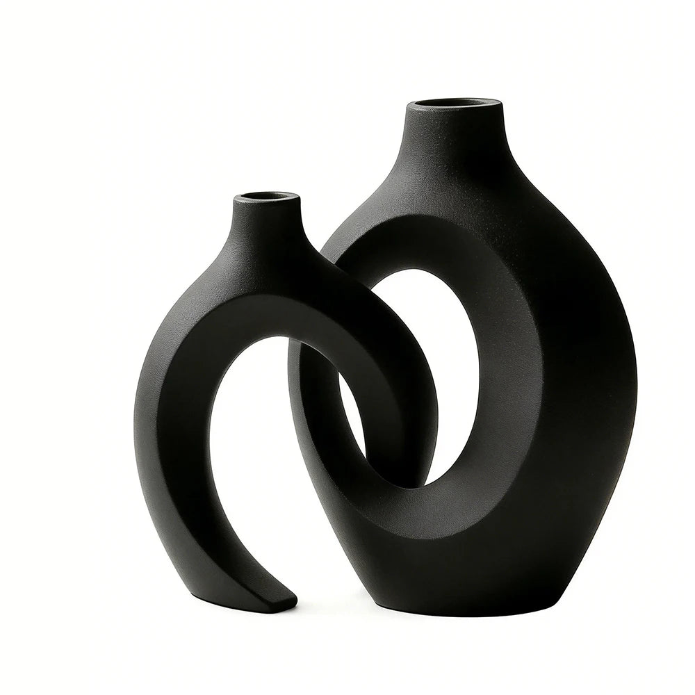 Modern Minimalist Vase Set - Sculptural Duo