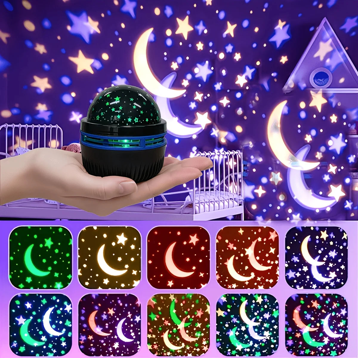 Starry Sky LED Projector - rotating star and moon projection for a calming atmosphere | Moderish Home