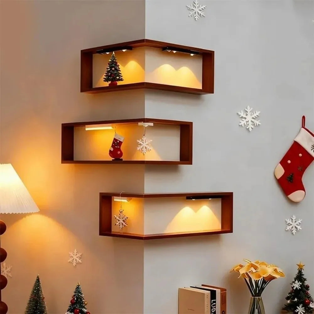Corner Floating Wall Shelf - Space Saving Wood Display - sturdy enough for books, decor, or plants | Moderish Home