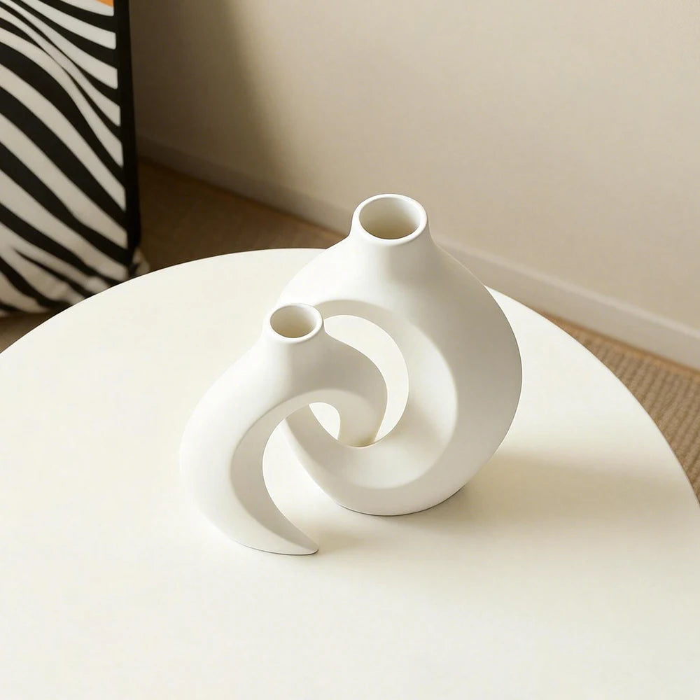 Modern Minimalist Vase Set - Sculptural Duo - lightweight and easy to style on shelves or consoles | Moderish Home