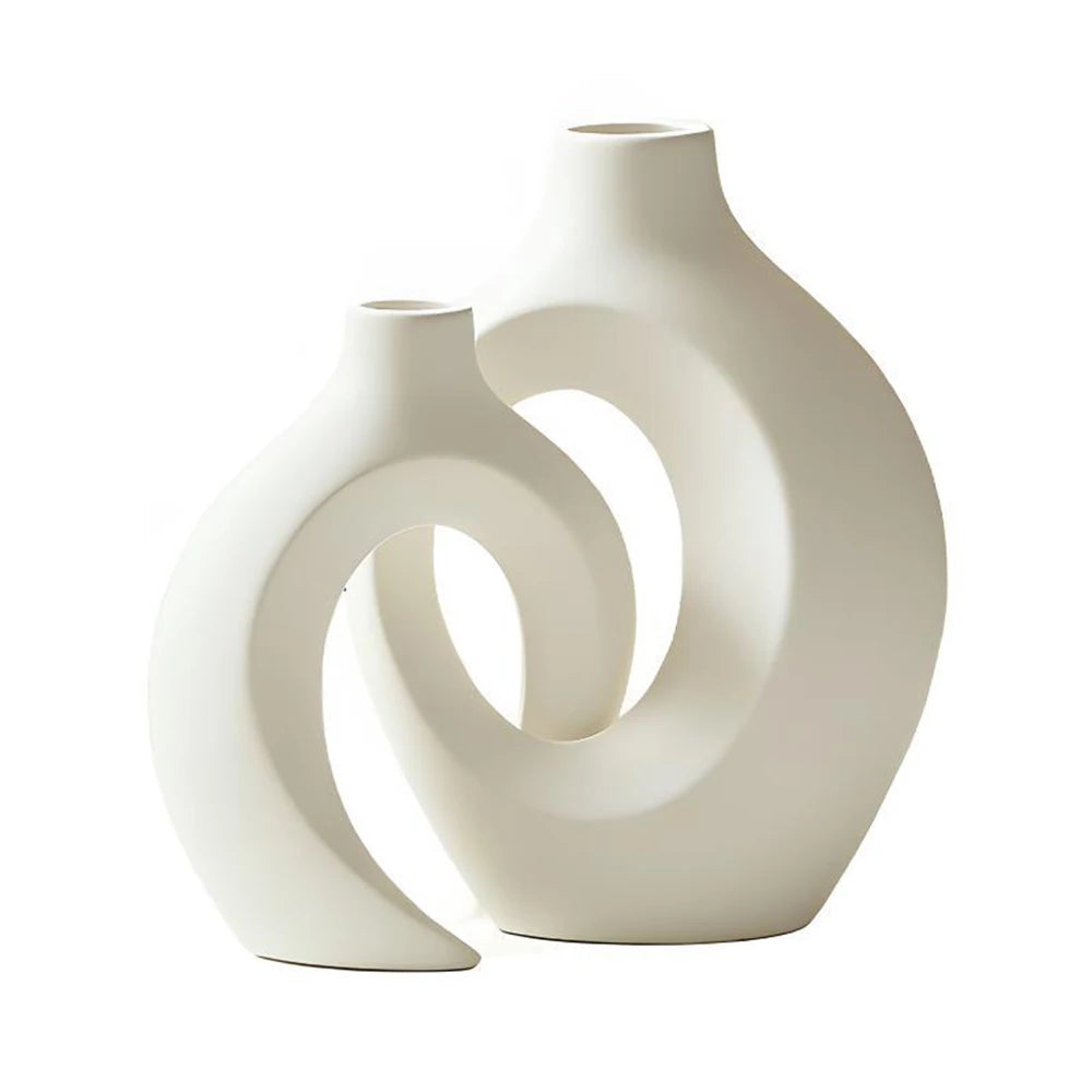 Modern Minimalist Vase Set - Sculptural Duo