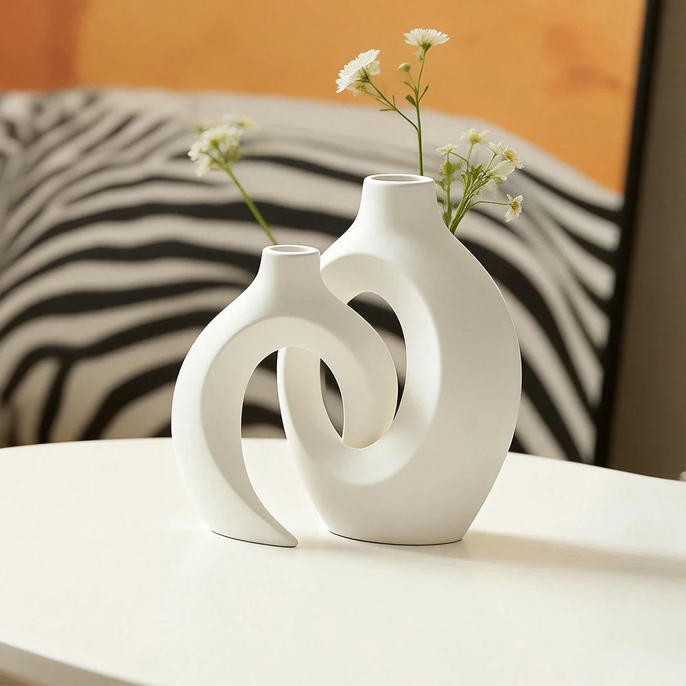 Modern Minimalist Vase Set - Sculptural Duo - abstract sculptural shapes as a modern statement piece | Moderish Home