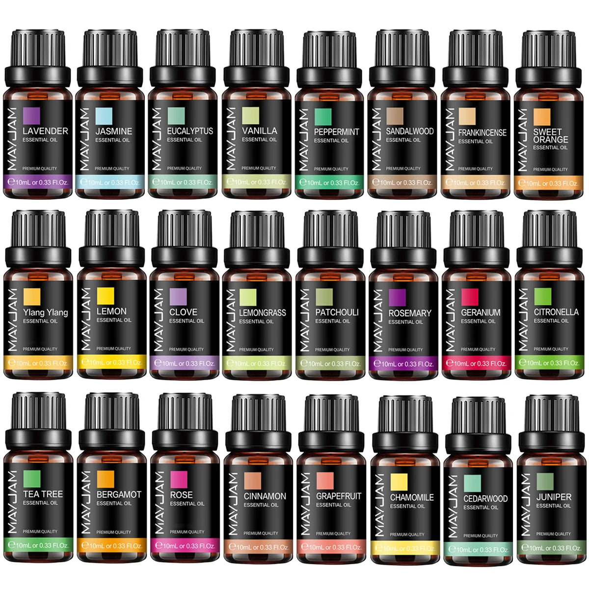 Essential Oil Set - Aromatherapy Fragrance Oils - a wide range of scents including lavender, eucalyptus, vanilla, and sandalwood | Moderish Home
