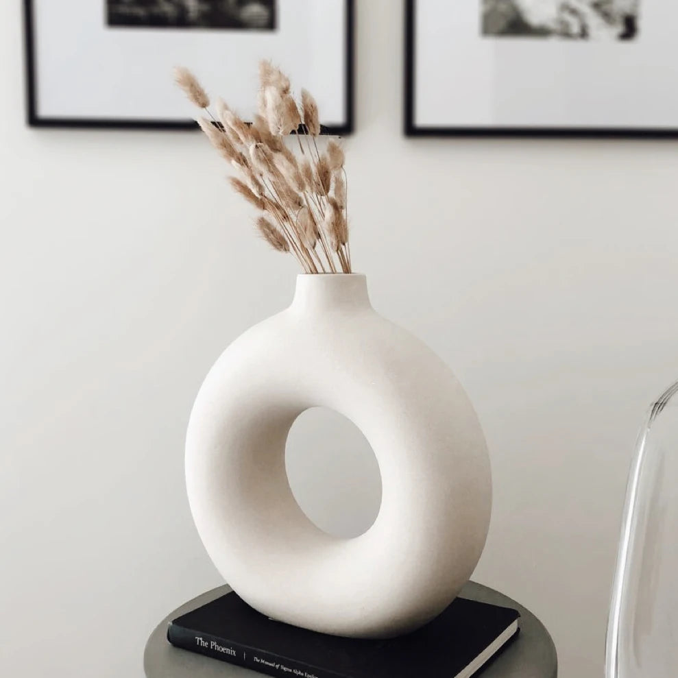Nordic Hollow Ceramic Vase - fits modern, minimalist, and Scandinavian interiors | Moderish Home