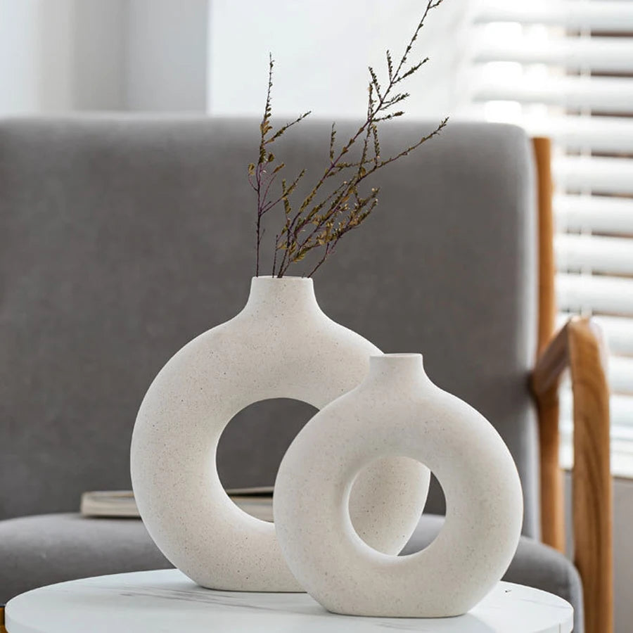 Nordic Hollow Ceramic Vase - handcrafted ceramic with a timeless sculptural silhouette | Moderish Home