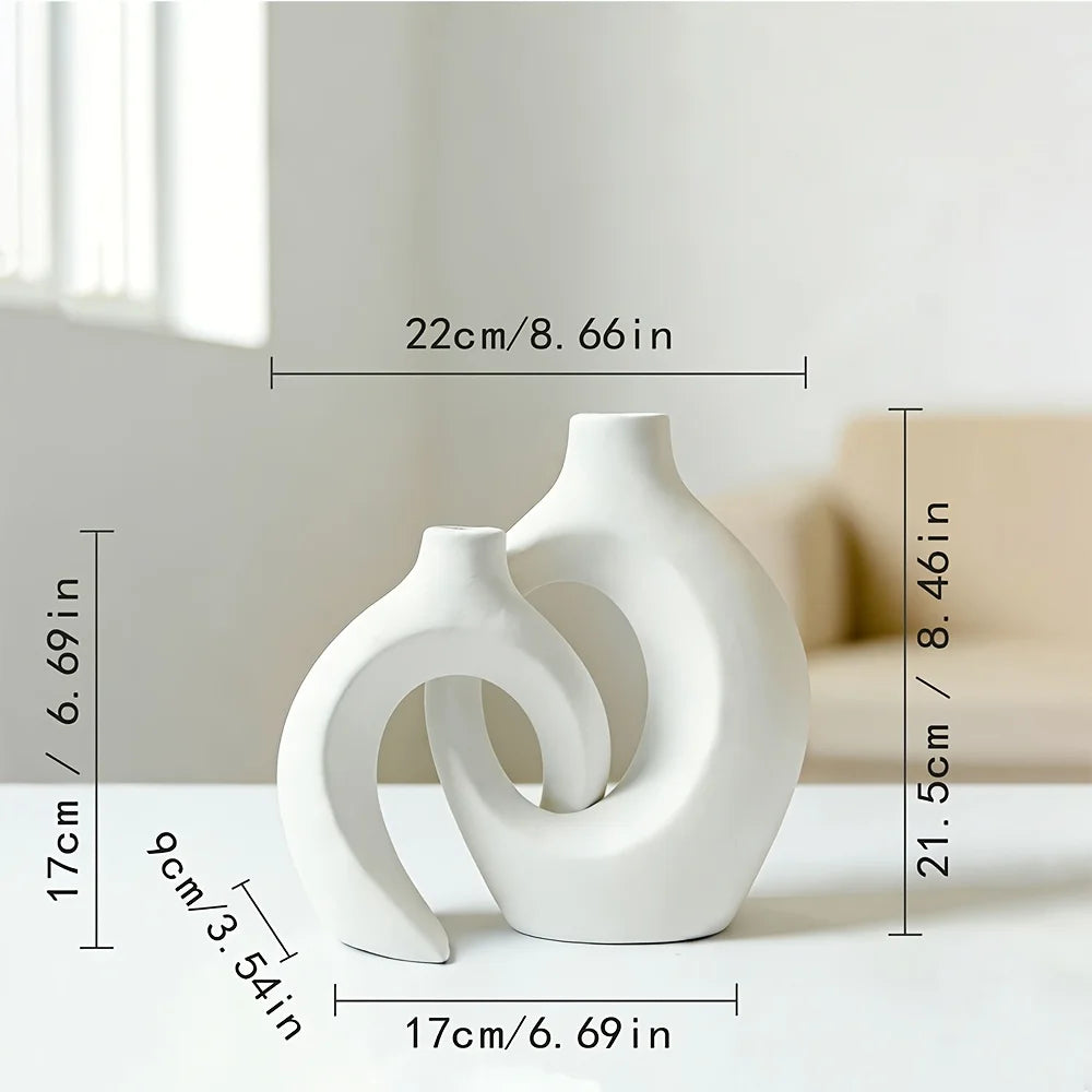 Modern Minimalist Vase Set - Sculptural Duo - abstract sculptural shapes as a modern statement piece | Moderish Home