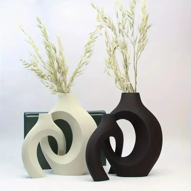 Nordic Hollow Vase Duo - Set of 2 - set of two complementary sculptural shapes | Moderish Home